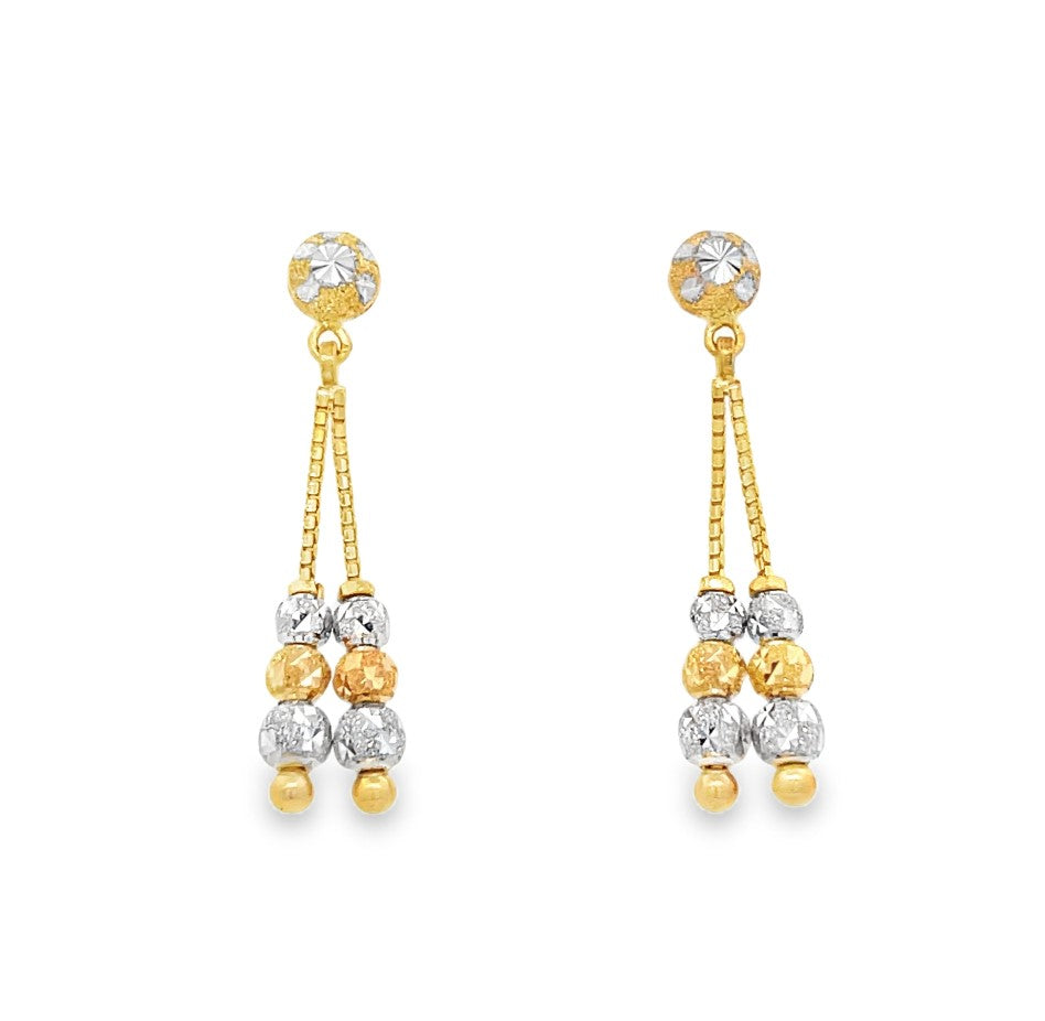 22K Yellow Gold Elegant Dangle Screw-back Earrings