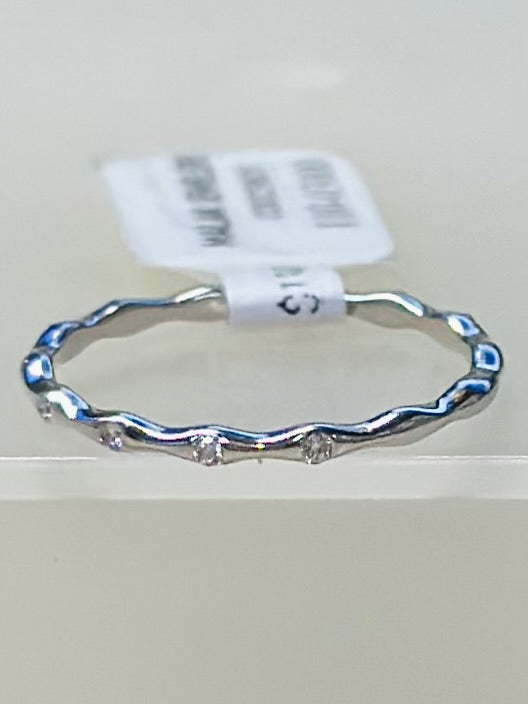 14K White Gold Diamond Wedding Band, Delicate Sparkle