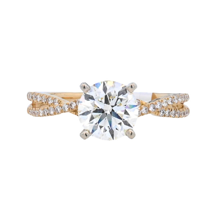 18K Two- Tone Round Diamond 1.30Ct Solitaire Engagement Ring