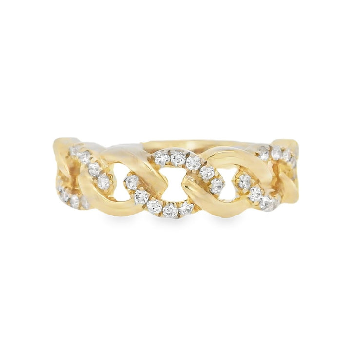 14K Yellow Gold 0.24ct Diamond Cuban Link Ring