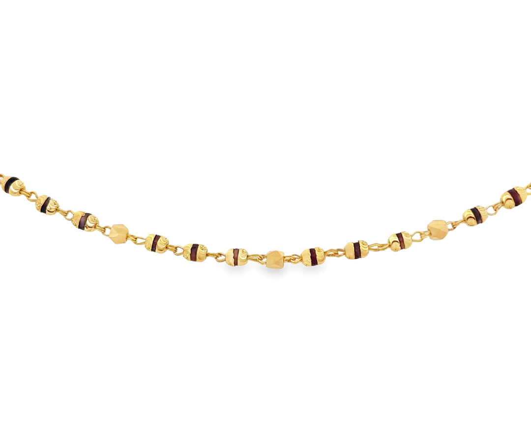 22K Yellow Gold Wooden Bead Baby Bracelet Delicate Charm