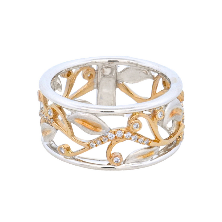 14K Two-Tone 0.16ct Diamond Filigree Fashion Ring