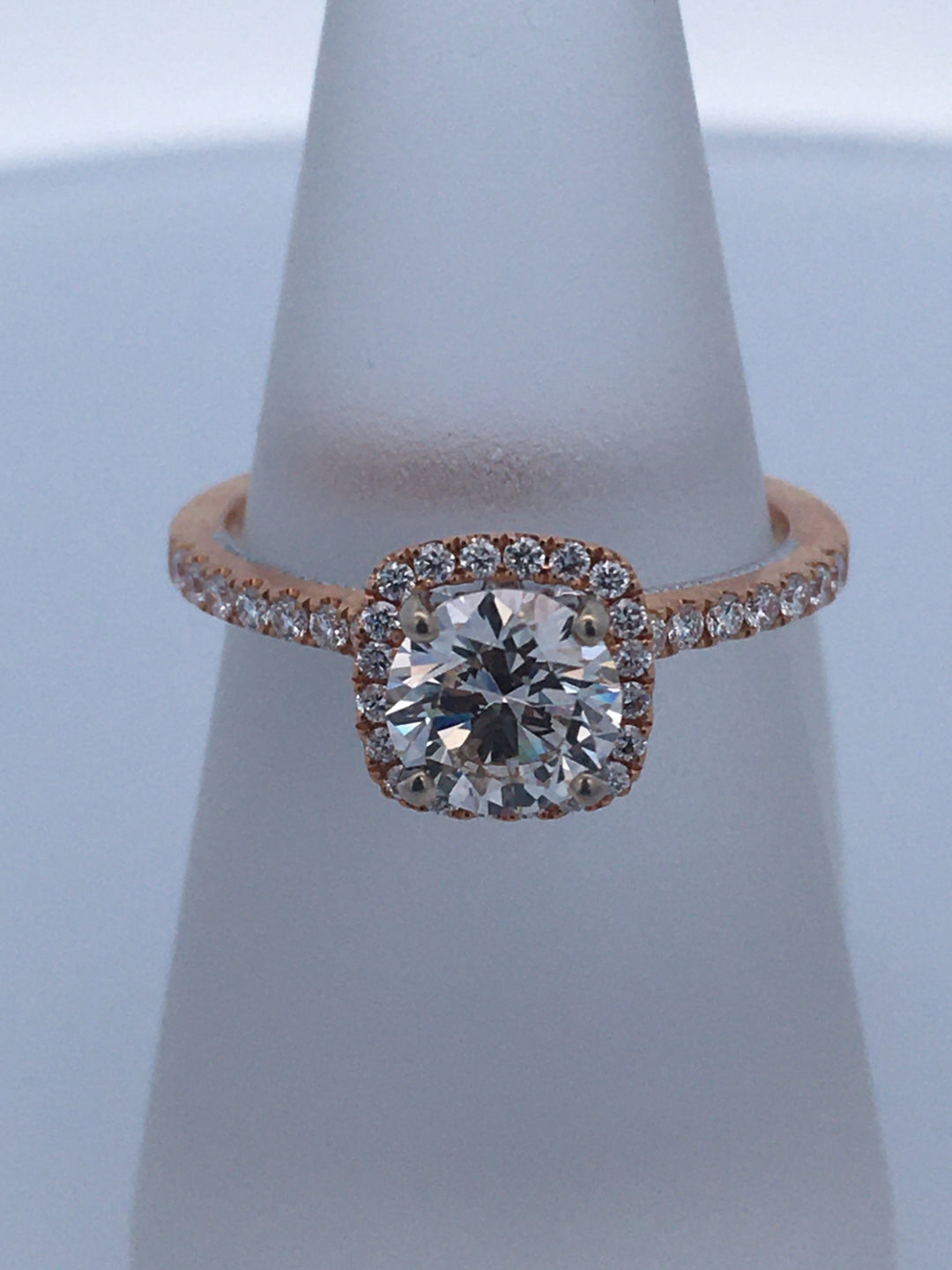 18K Two-Tone 0.90Ct Round Diamond Halo Engagement Ring