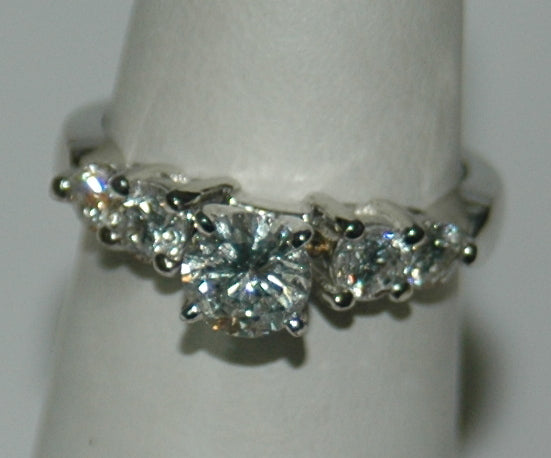 14K White Gold 1ct Five-Stone Diamond Engagement Ring