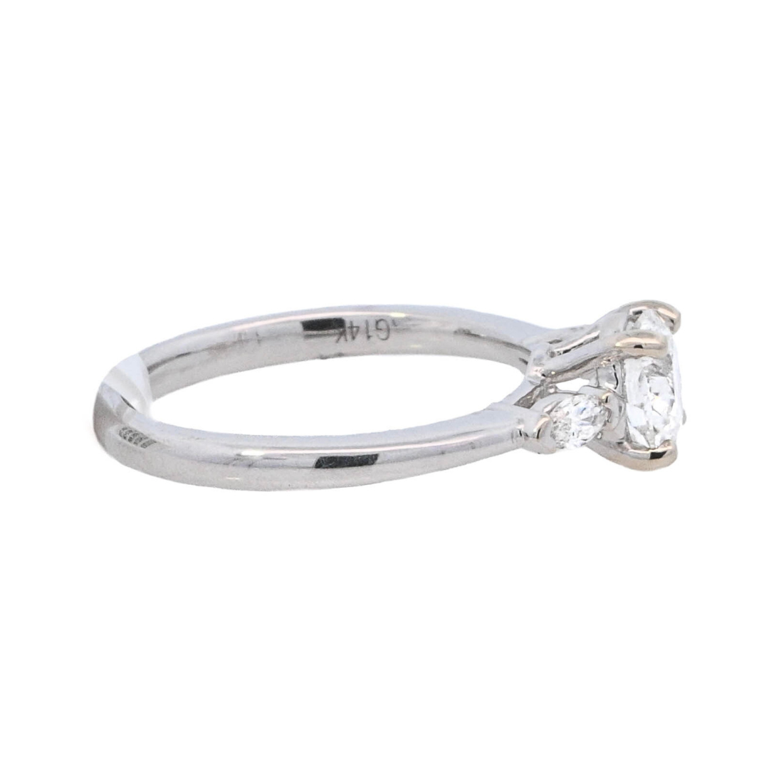 14K White Gold 1.01 CT Round Diamond 3-Stone Engagement Ring