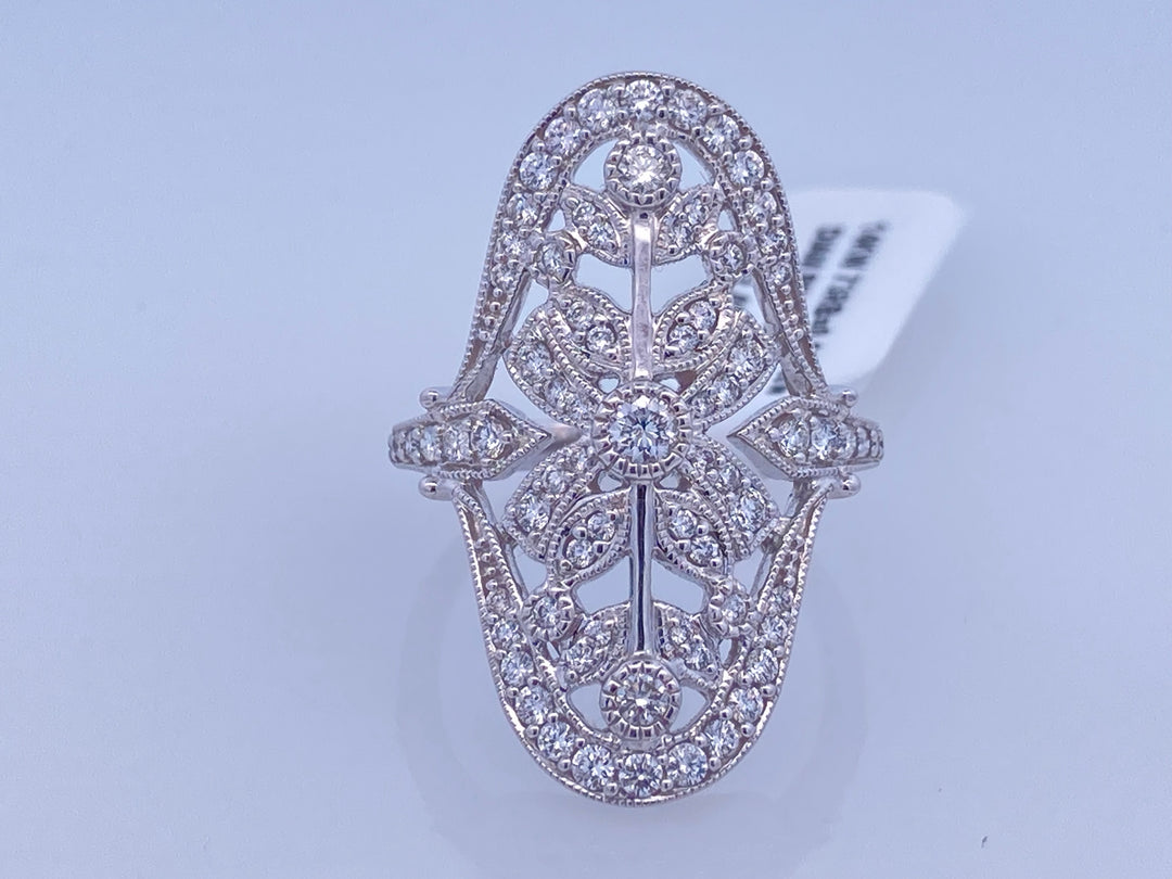 14K White Gold Vintage Diamond Fashion Ring
