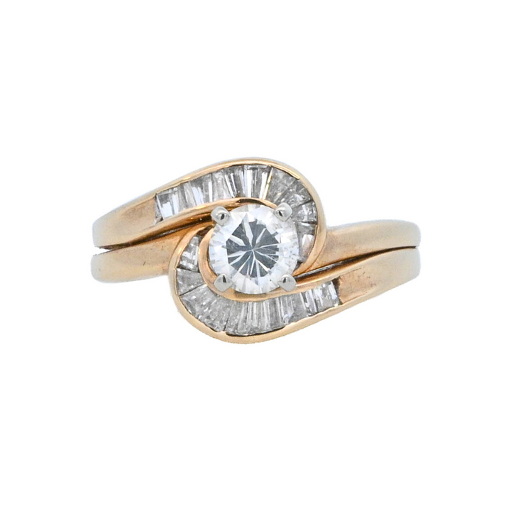 14K Yellow Round Diamond 0.50Ct Contemporary Engagement Ring