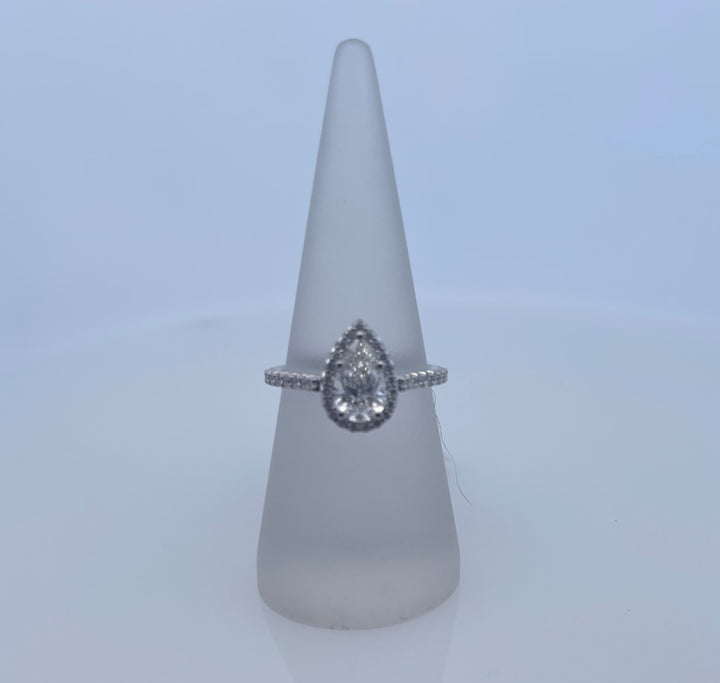 Platinum Pear Diamond Halo Engagement Ring