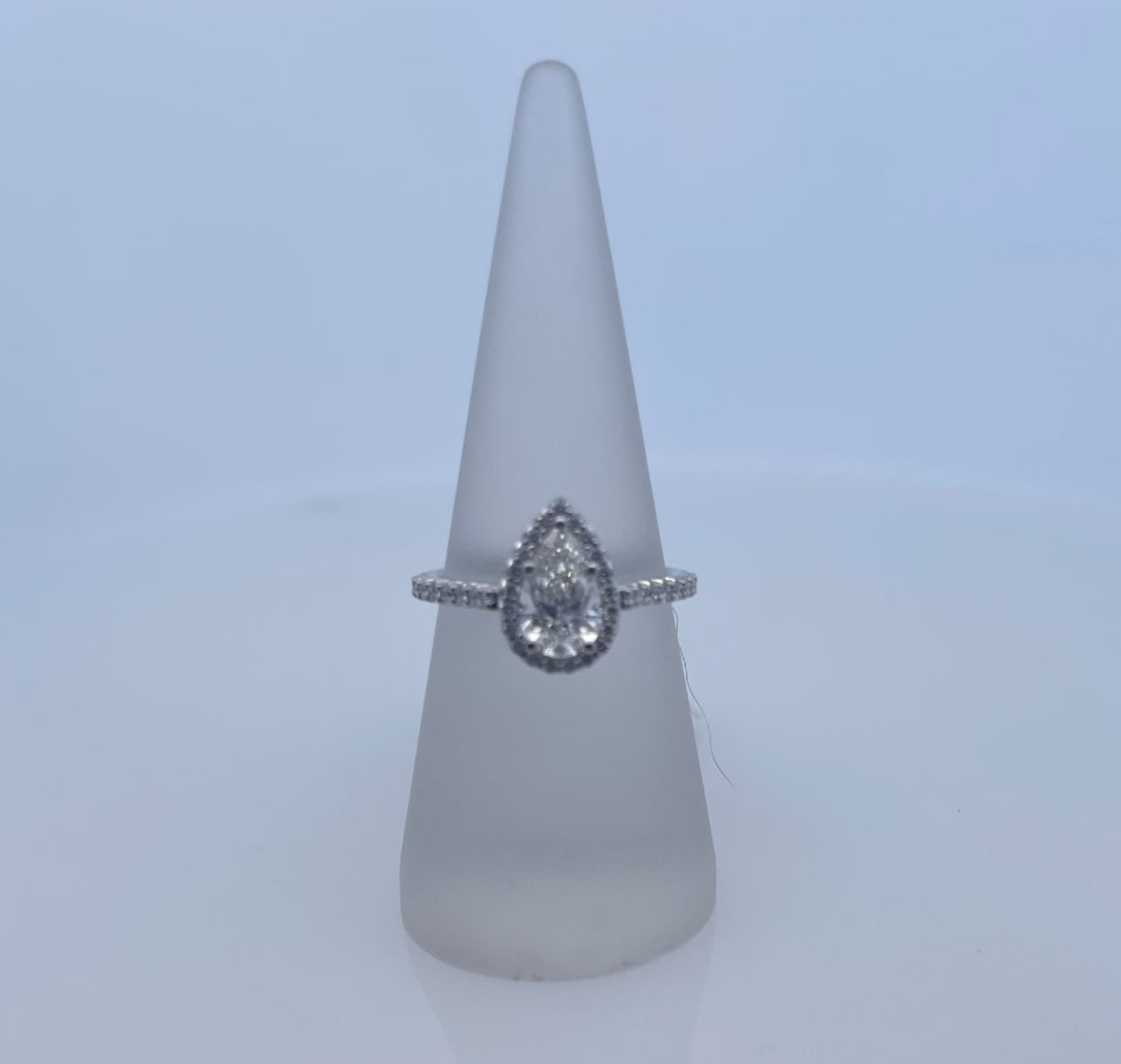 Platinum Pear Diamond 1.02Ct Halo Engagement Ring