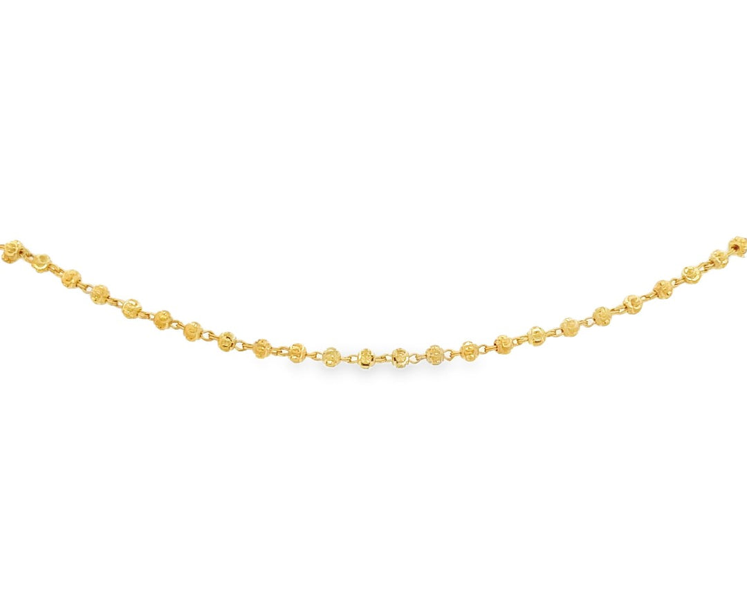 22K Yellow Gold Elegant 33 Ball Chain Bracelet