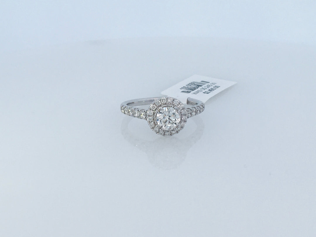 14K White Gold 1.25Ct Round Diamond Halo Engagement Ring