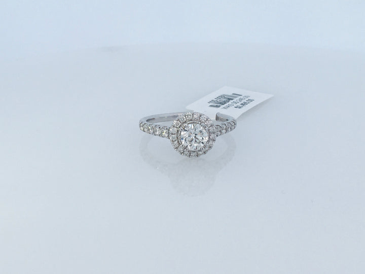 14K White Gold 1.25Ct Round Diamond Halo Engagement Ring