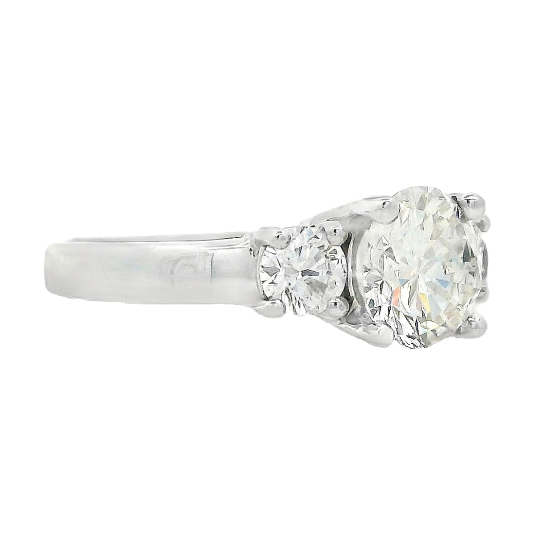 14K White Round Diamond 1.44Ct 3 Stone Engagement Ring