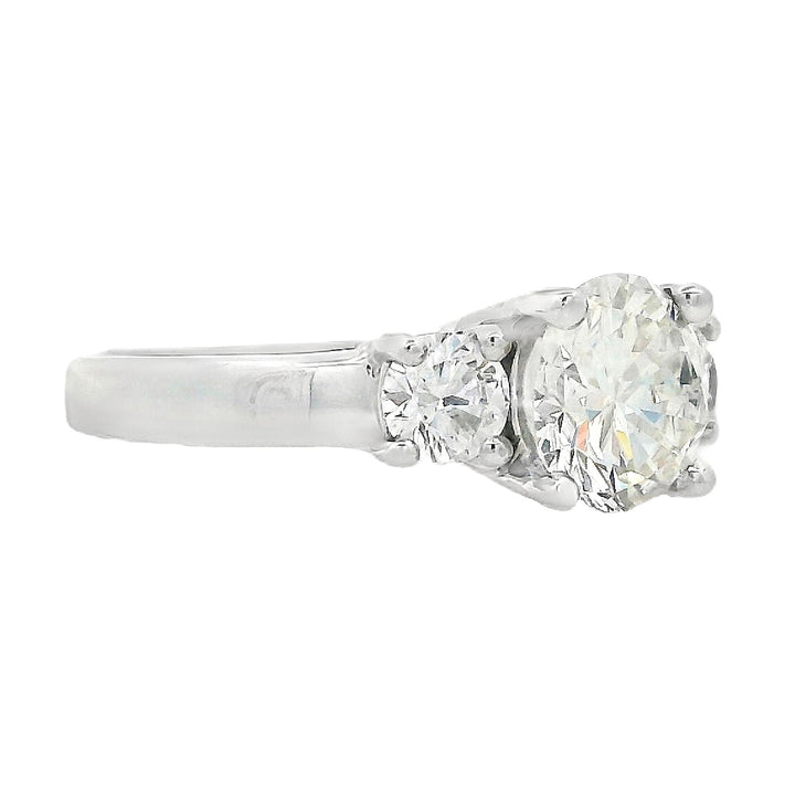 14K White Round Diamond 1.44Ct 3 Stone Engagement Ring