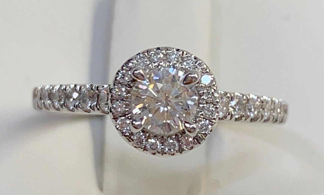 18K White Round Diamond 0.35Ct Halo Engagement Ring