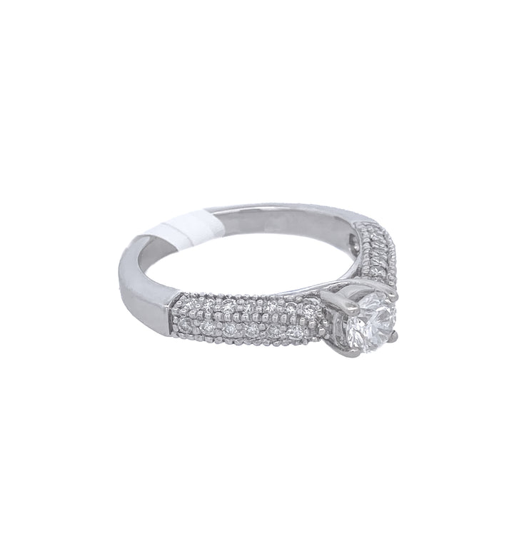 14K White Gold Vintage Round Diamond Engagement Ring