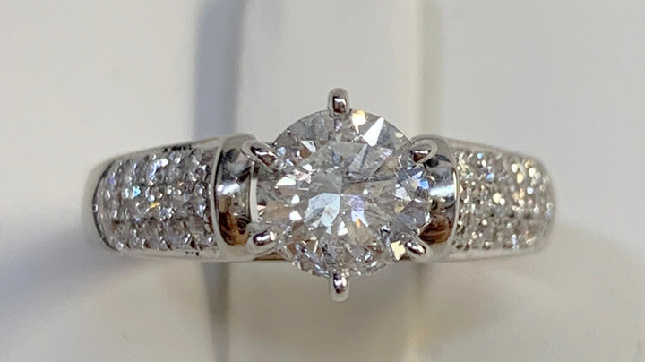 14K White Gold 1ct Round Diamond Solitaire Ring