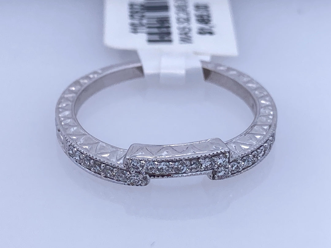 14K White Gold 0.10ct Diamond Curved Wedding Band