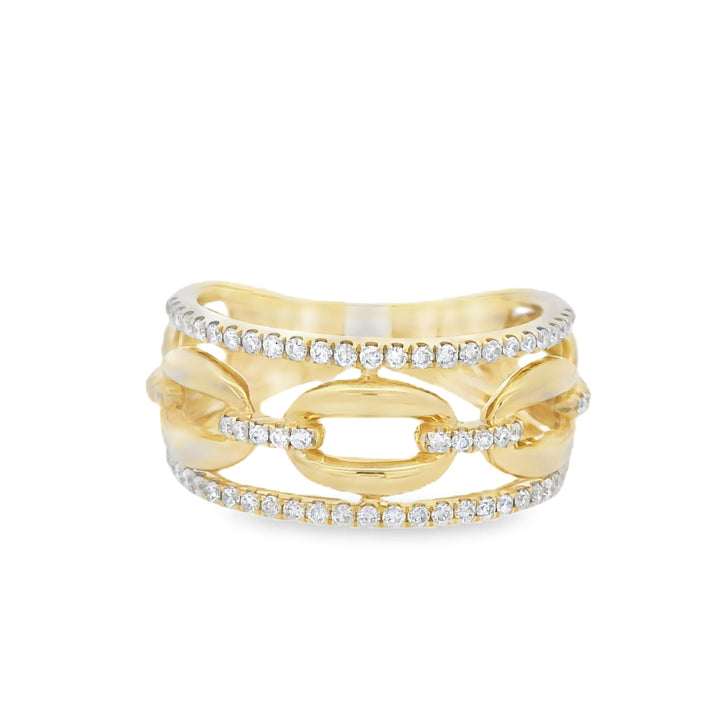 14K Yellow Gold 0.32ct. Diamond Chain Link Fashion Ring