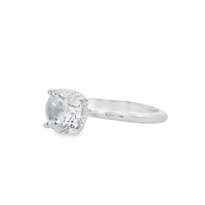 14K White Round Diamond Solitaire Engagement Ring