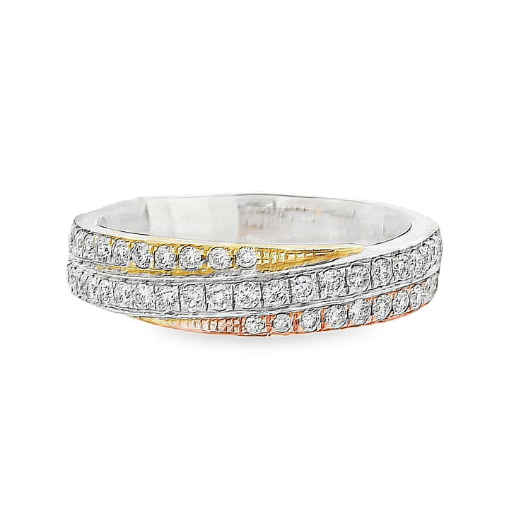 14K Tri-Color 0.33ct Diamond Stackable Fashion Ring