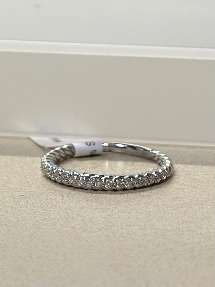 14K White Gold Diamond Wire Wedding Band (6.5)