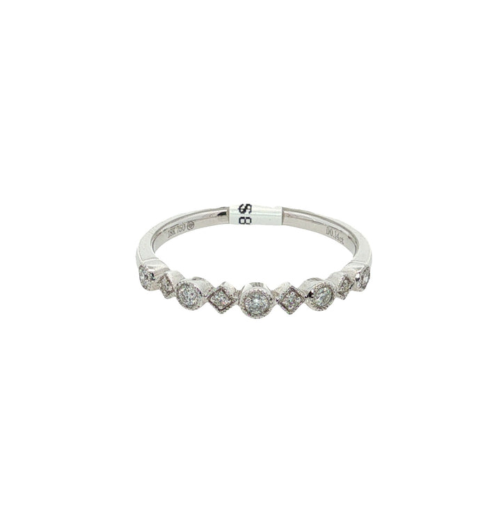 18K White Gold 0.14ct Diamond Stackable Wedding Band