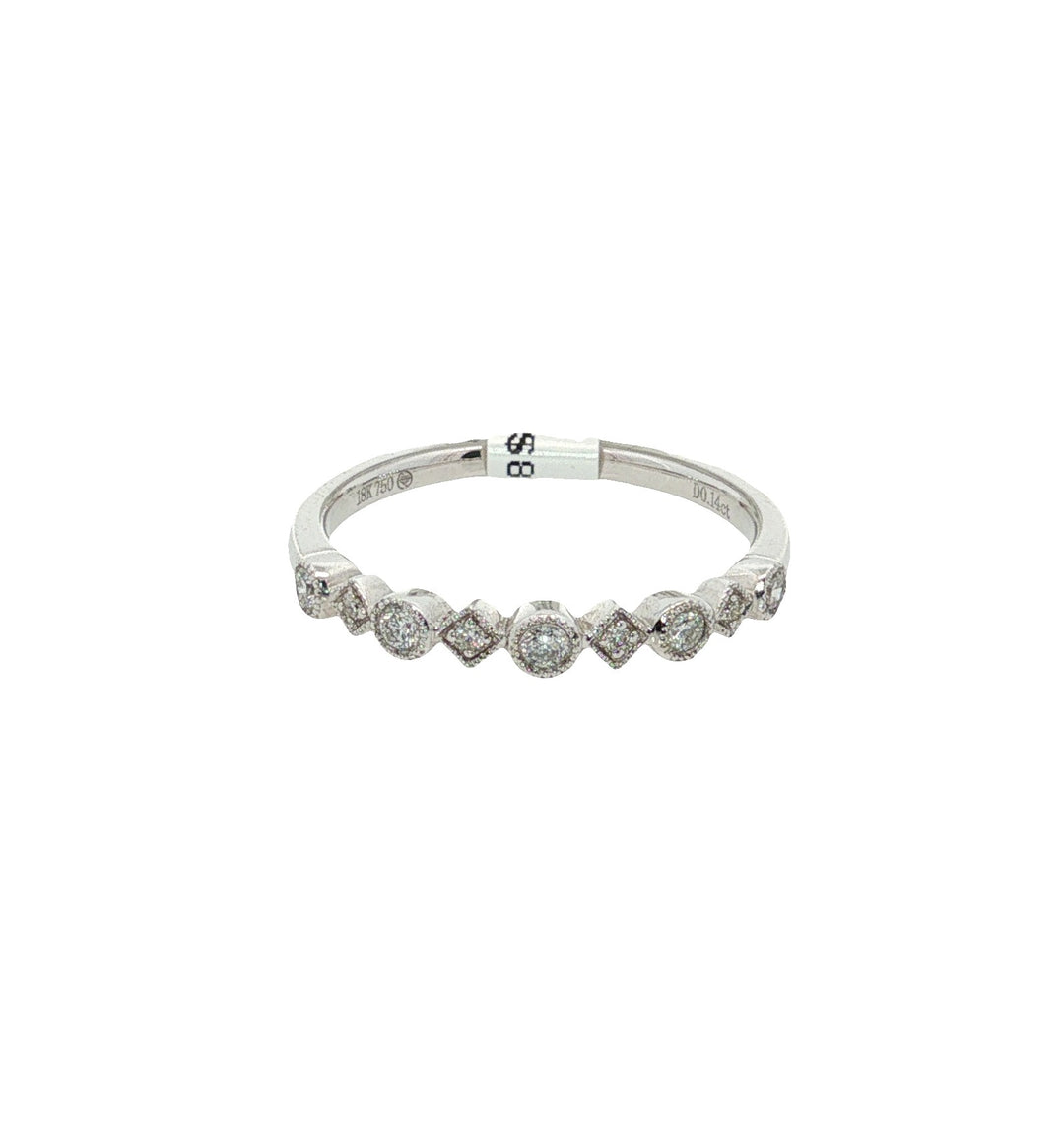 18K White Gold 0.14ct Diamond Stackable Wedding Band