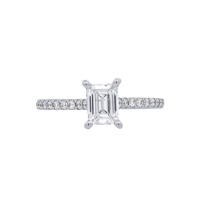 14K White Gold Emerald Cut Diamond Solitaire Ring