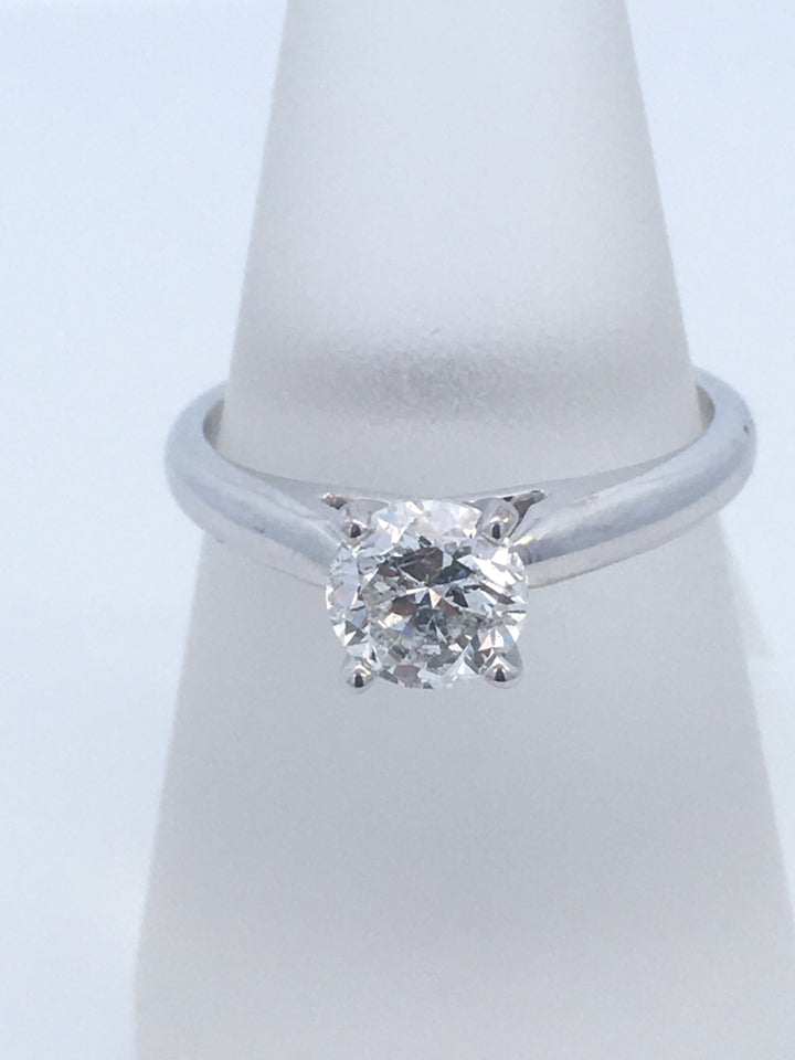 14K White Round Diamond 1.00Ct Solitaire Engagement Ring