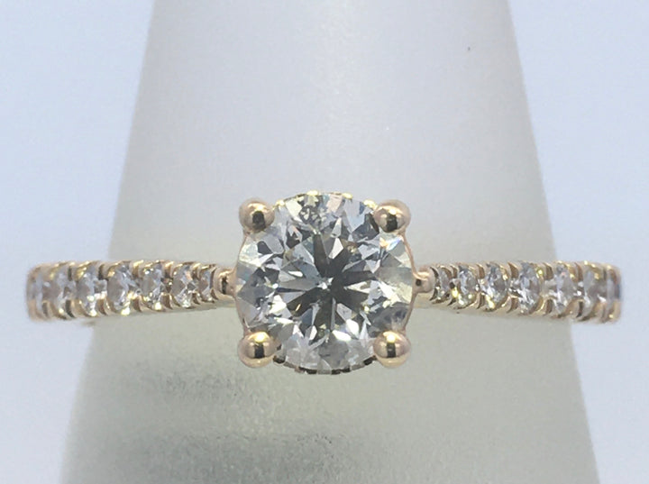 14K Yellow Round Diamond 0.60Ct Solitaire Engagement Ring