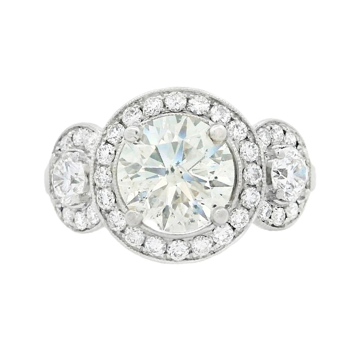 14K White Round Diamond 1.50Ct 3 Stone Engagement Ring