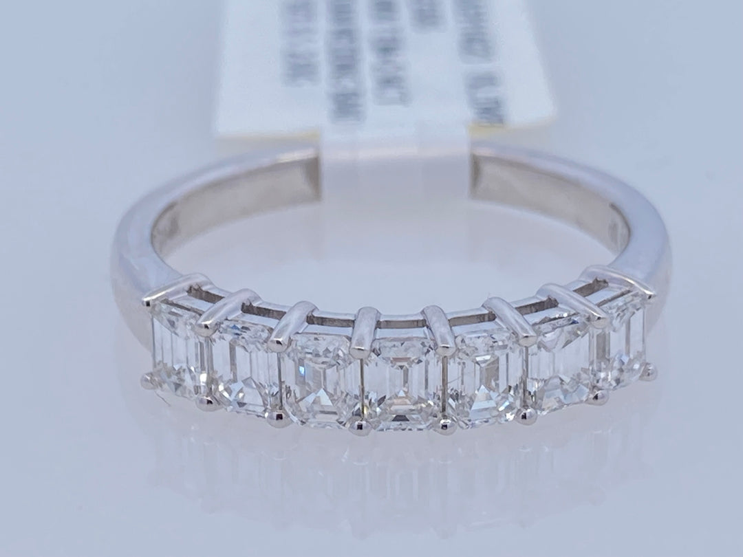14K White Gold 0.94ct Emerald Cut Diamond Wedding Band