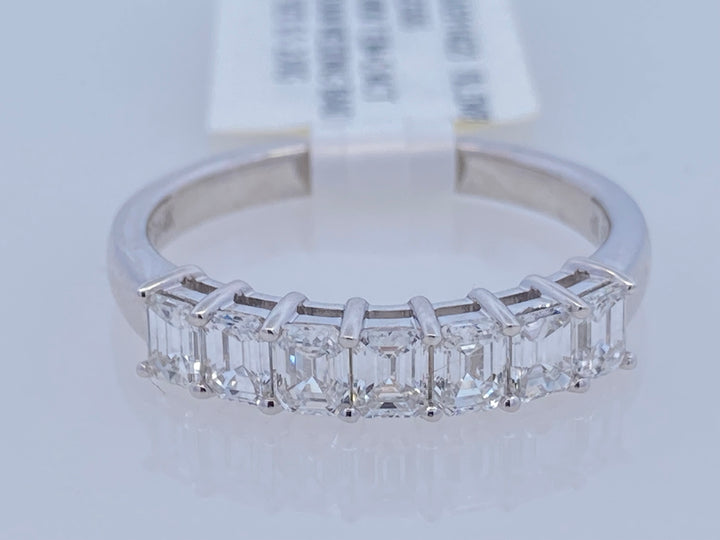 14K White Gold 0.94ct Emerald Cut Diamond Wedding Band