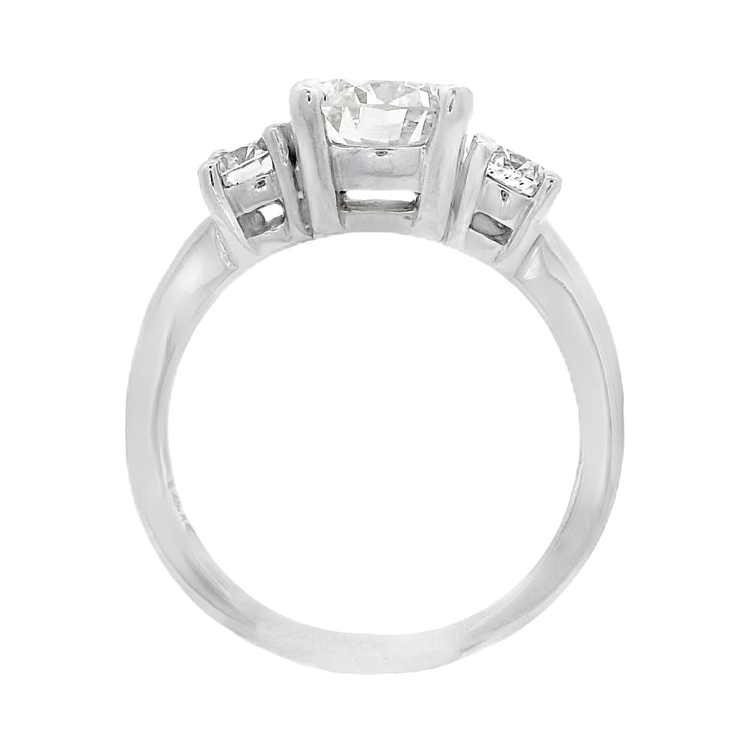 14K White Round Diamond 1.44Ct 3 Stone Engagement Ring