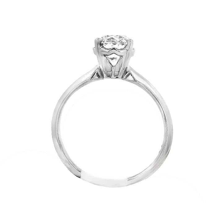 14K White Round Diamond 1.11Ct Solitaire Engagement Ring