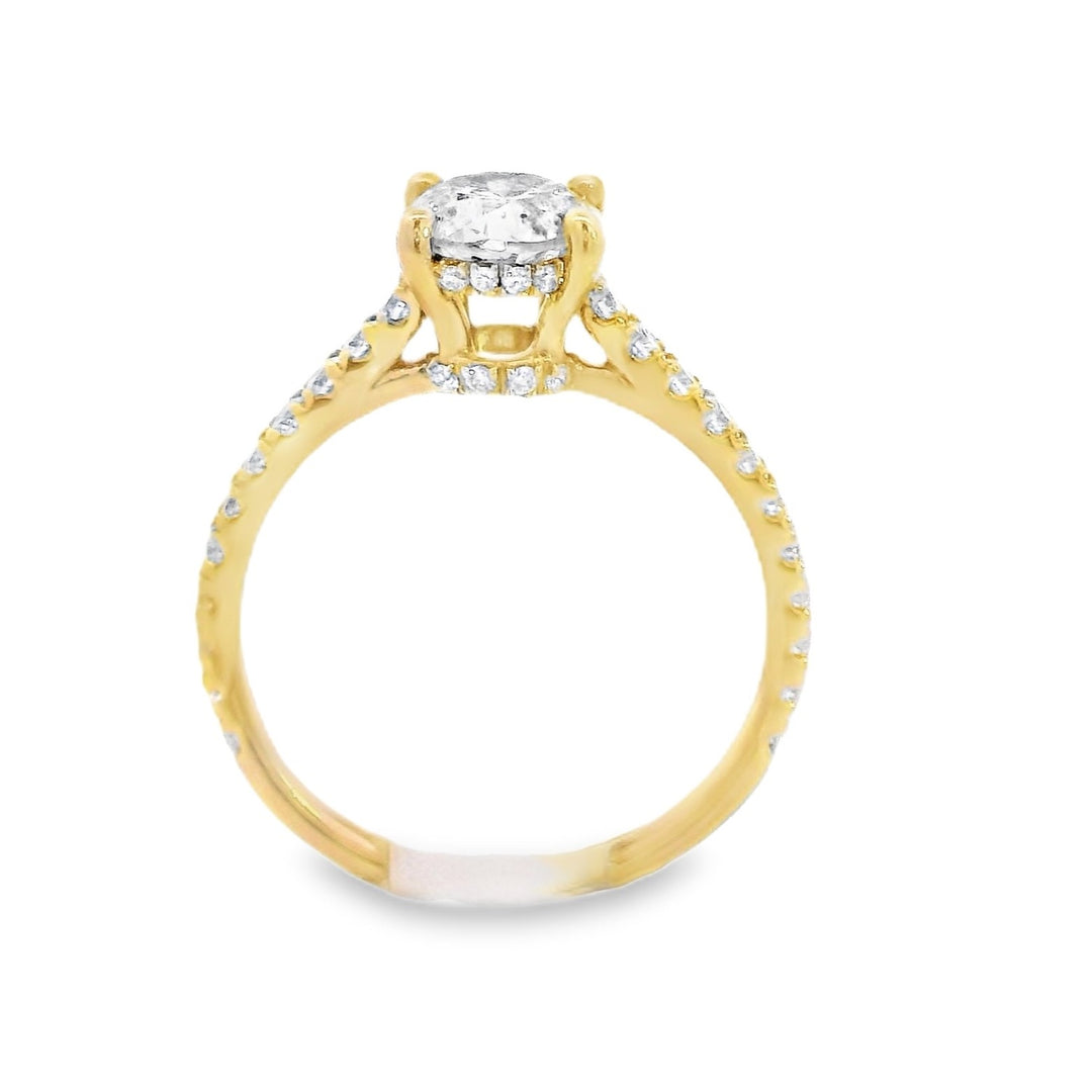 14K Yellow Oval Diamond 0.75Ct Solitaire Engagement Ring