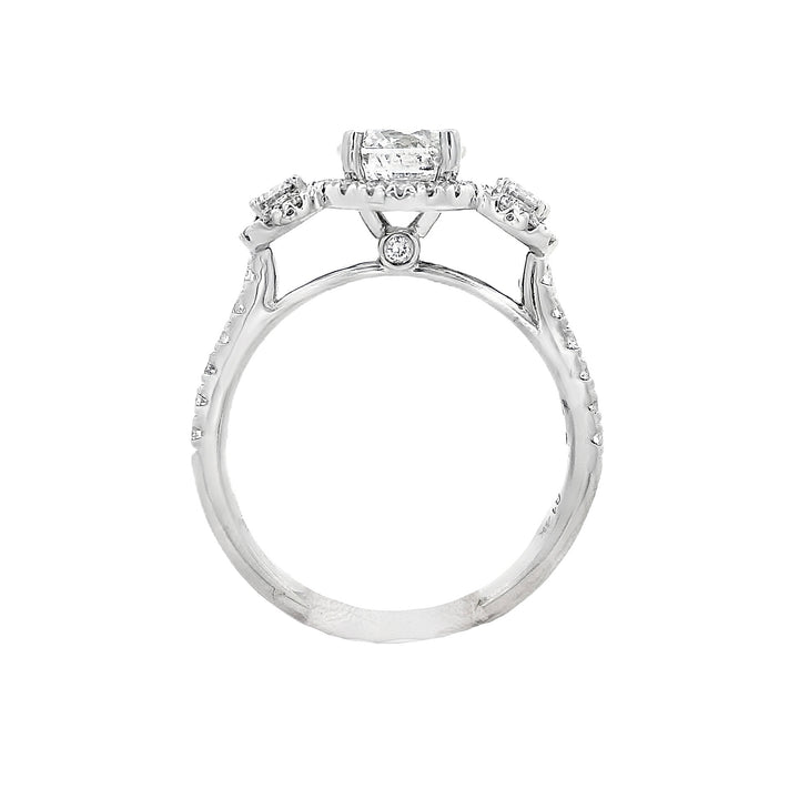 14K White Round Diamond 1.10Ct 3 Stone Engagement Ring