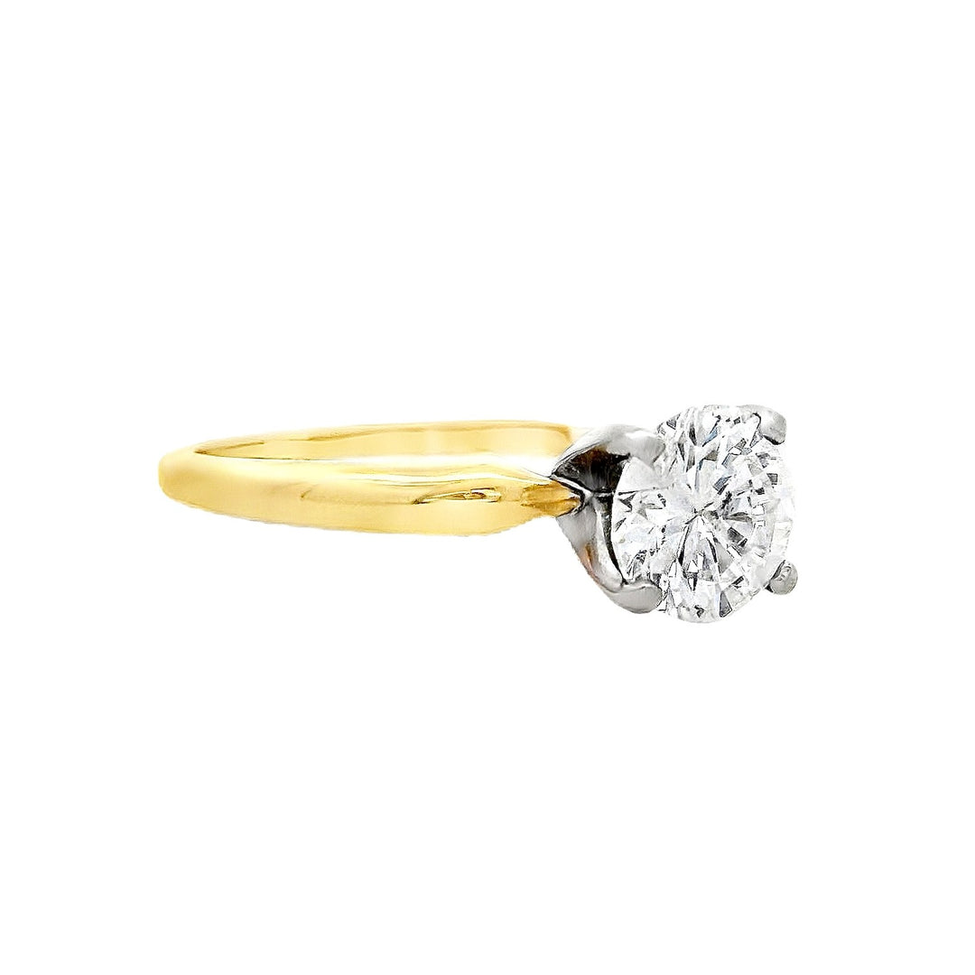 14K Yellow Gold Round Diamond 1.00Ct Solitaire Engagement Ring