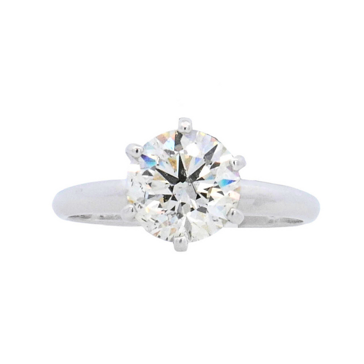 14K White Gold Round Diamond 2.02Ct Solitaire Engagement Ring