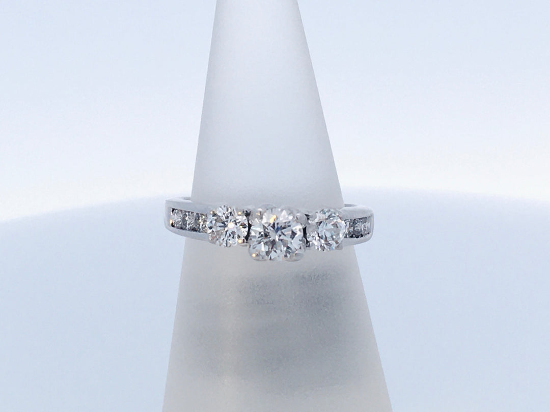 14K White Round Diamond 0.35Ct 3 Stone Engagement Ring