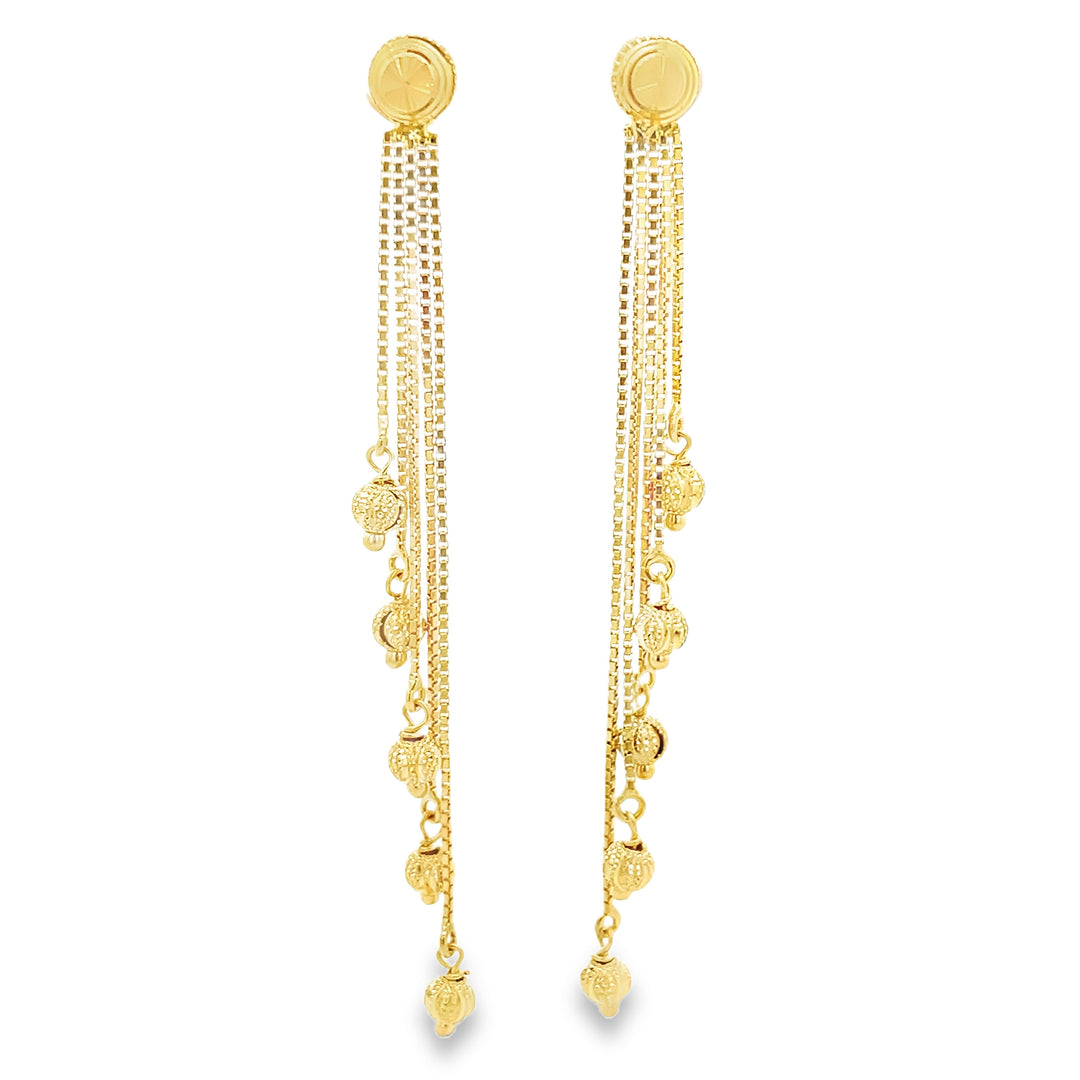 22K Yellow Gold Elegant Dangle Earrings with Secure Screw Backs