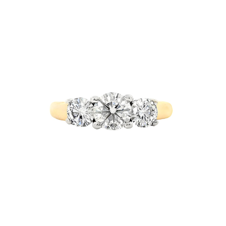 14K Two- Tone Round Diamond 1.00Ct 3 Stone Engagement Ring