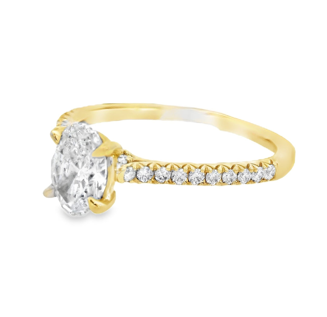 14K Yellow Oval Diamond 0.75Ct Solitaire Engagement Ring