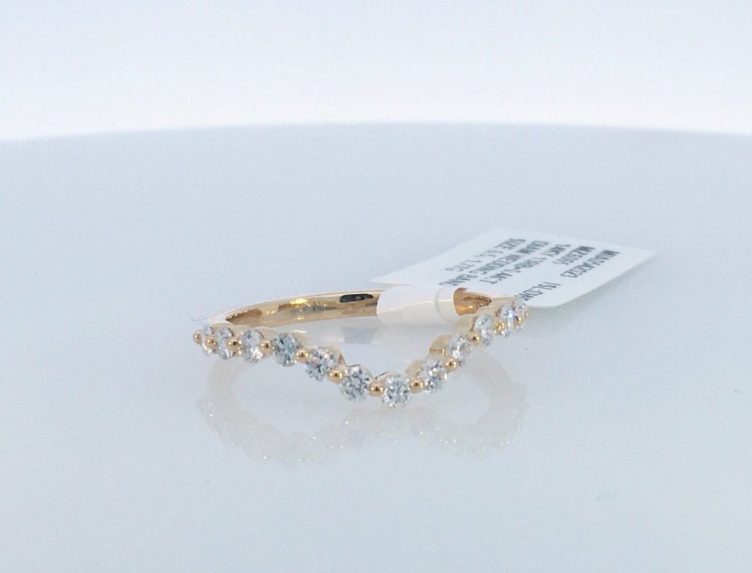 14K Yellow Gold Curved Diamond Wedding Band