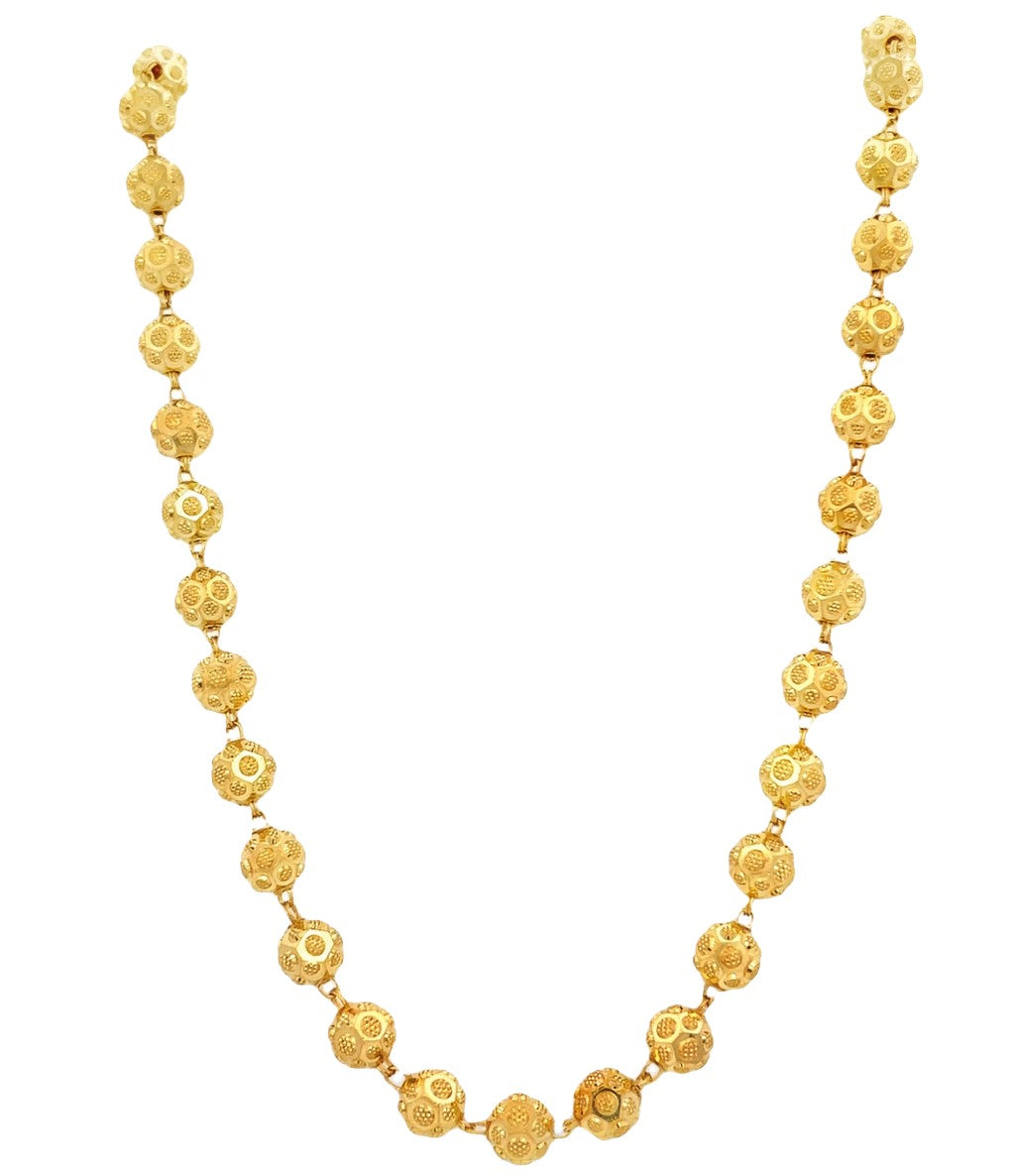22K Yellow Gold Classic Bead Chain Necklace - 24 Luxury