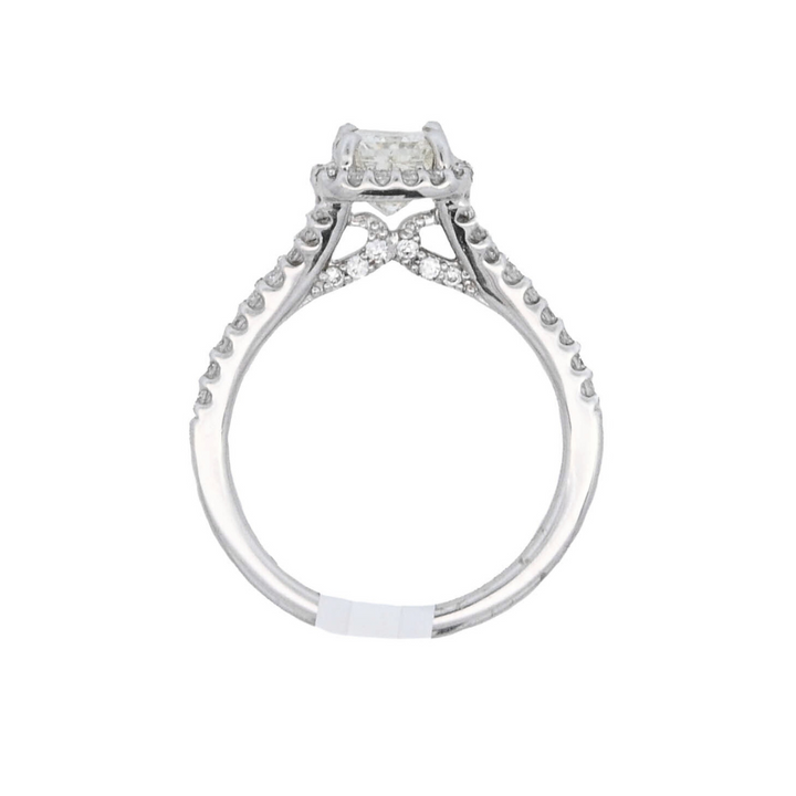 18K White Princess Diamond 1.01Ct Halo Engagement Ring