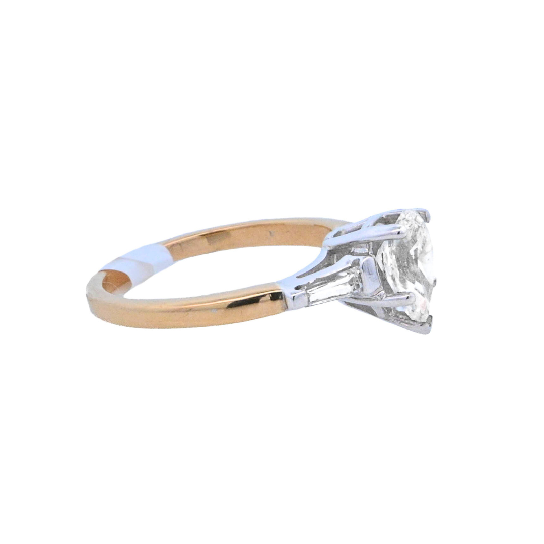 14K Two-Tone Pear Diamond Solitaire Engagement Ring