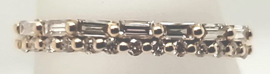 14K Yellow Gold 0.33CT Baguette Round Diamond Wedding Band