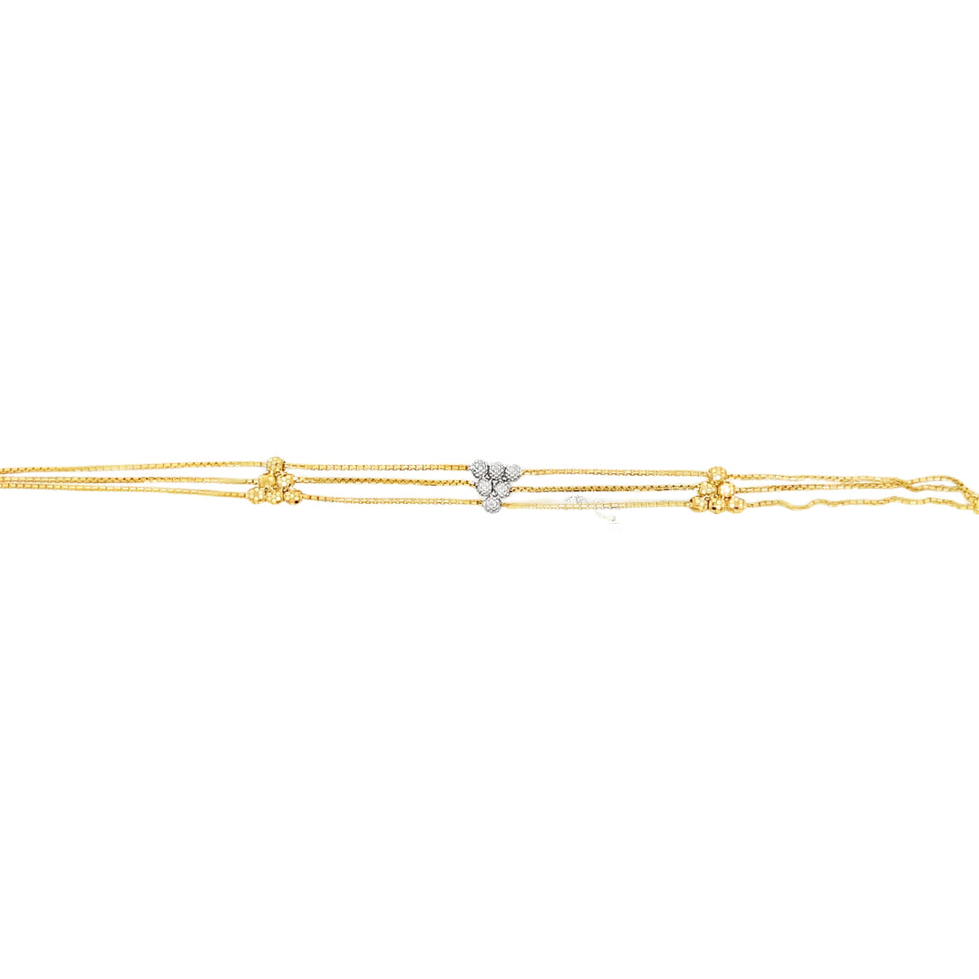 22K Yellow Gold 3-Layer Handcrafted Indian Bracelet